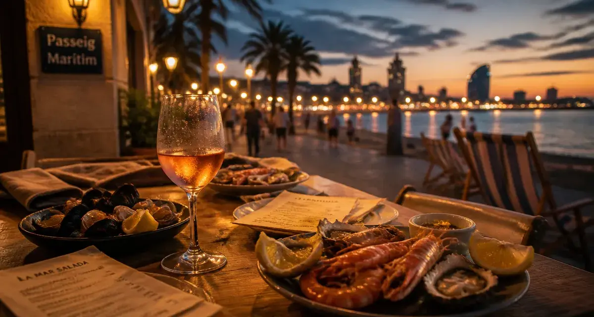 Beach club barcelone, terrasse sur la mer, ambiance rooftop