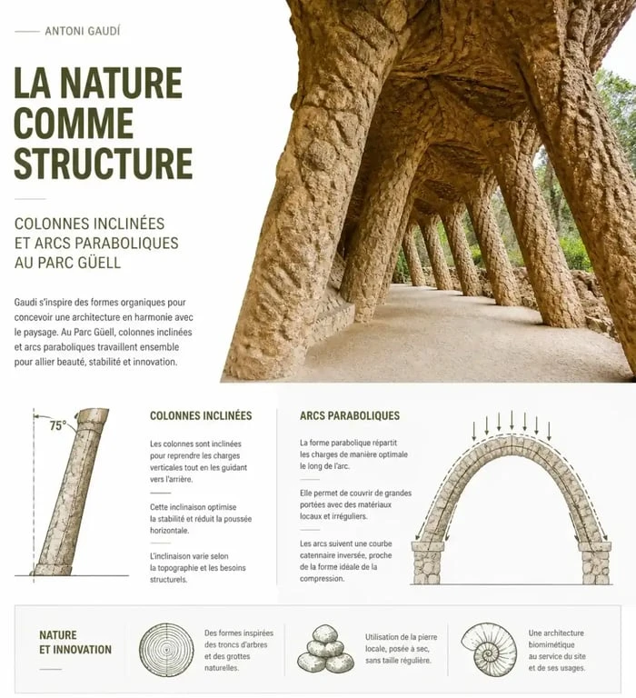 Architecture organique de Gaudí au Parc Güell