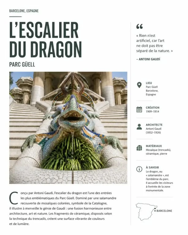 Escalier du dragon au Parc Güell Barcelone