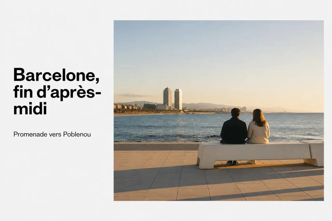 Que faire en amoureux à Barcelone : promenade romantique au bord de la mer au coucher du soleil
