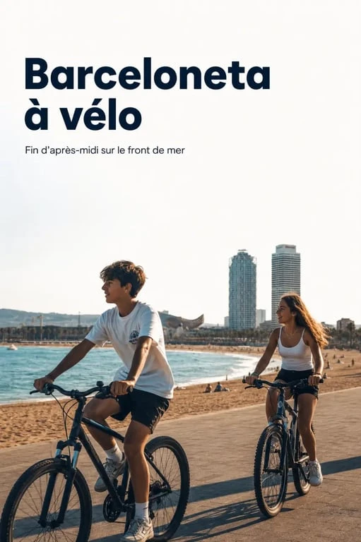 que faire a barcelone avec un ado : balade à vélo à Barceloneta