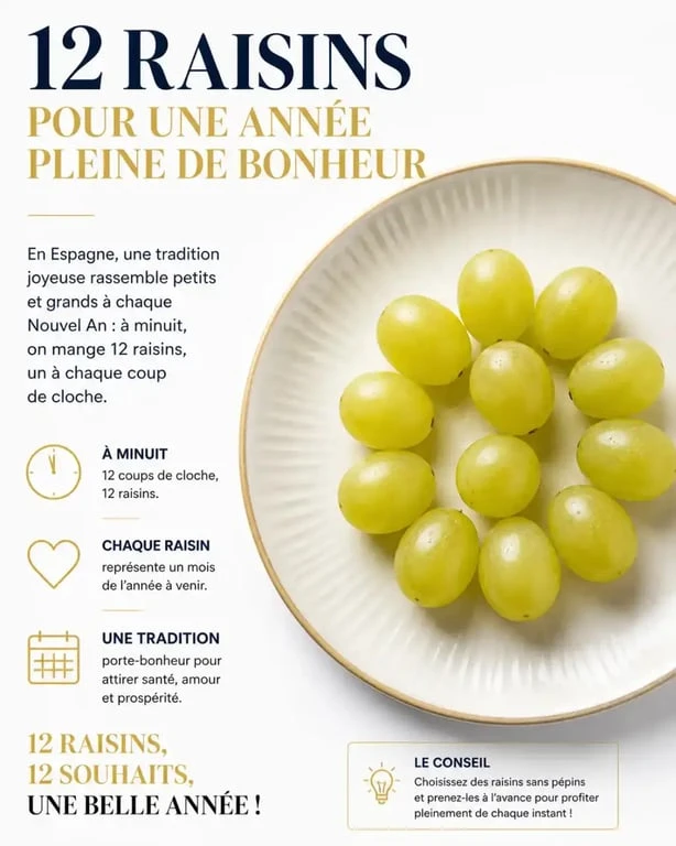 Tradition des 12 grains de raisin pour le nouvel an à Barcelone