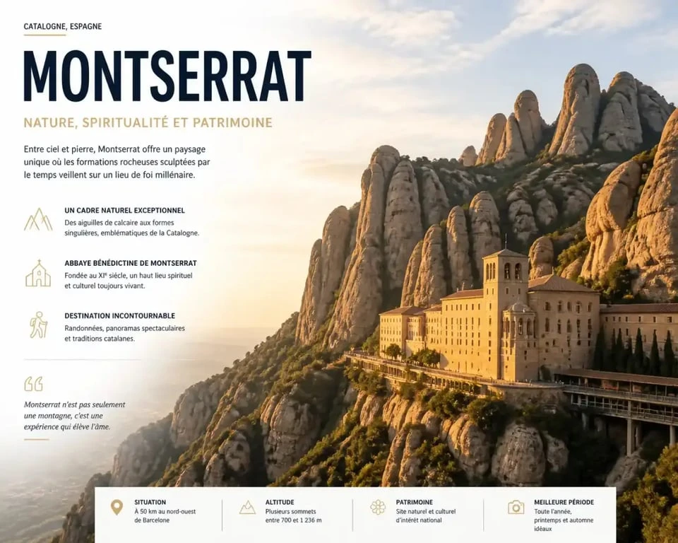 Vue panoramique du massif de Montserrat lors d'une visite depuis Barcelone