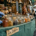 Marché barcelone La Boqueria : étals d’épices et fruits