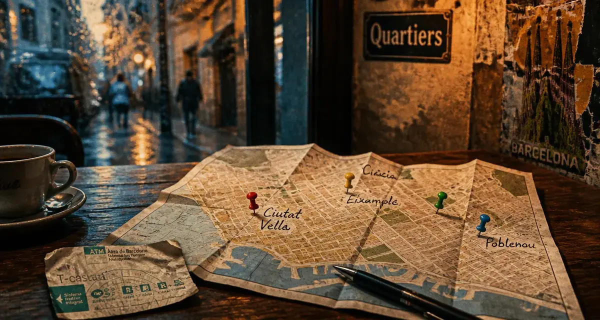 Quartiers Barcelone : carte des districts Ciutat Vella, Eixample, Gràcia, Poblenou