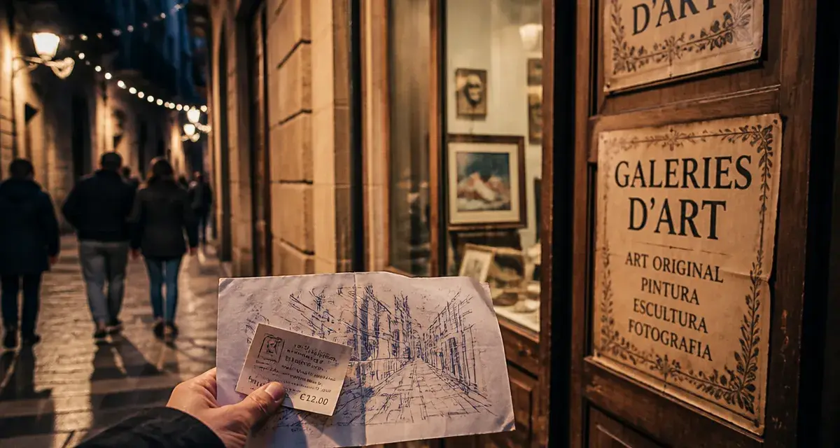 Art gallery barcelone : billet pour galerie au Barri Gòtic, ruelle pavée