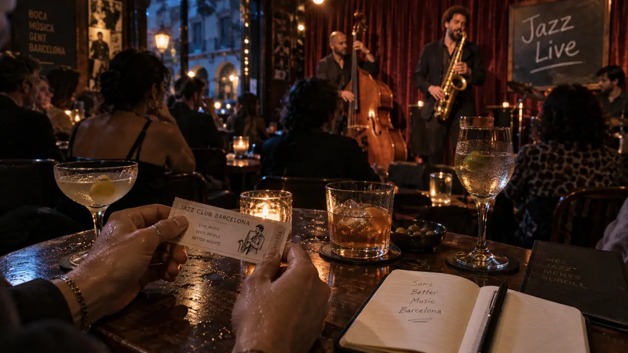Clubs et bars de jazz à Barcelone, intérieur de club de jazz en soirée