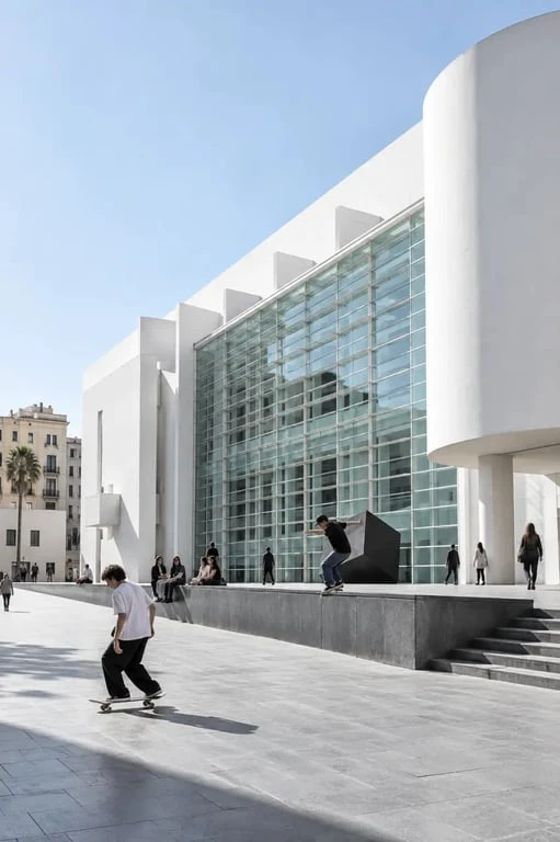 Art contemporain Barcelone devant le MACBA dans le Raval