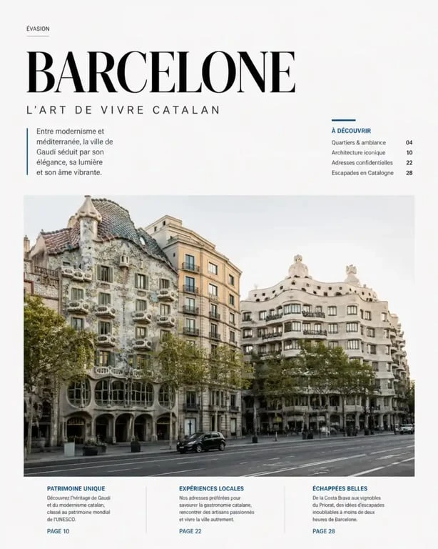 Art deco Barcelone : vue du Passeig de Gràcia avec la Casa Batlló et la Casa Milà