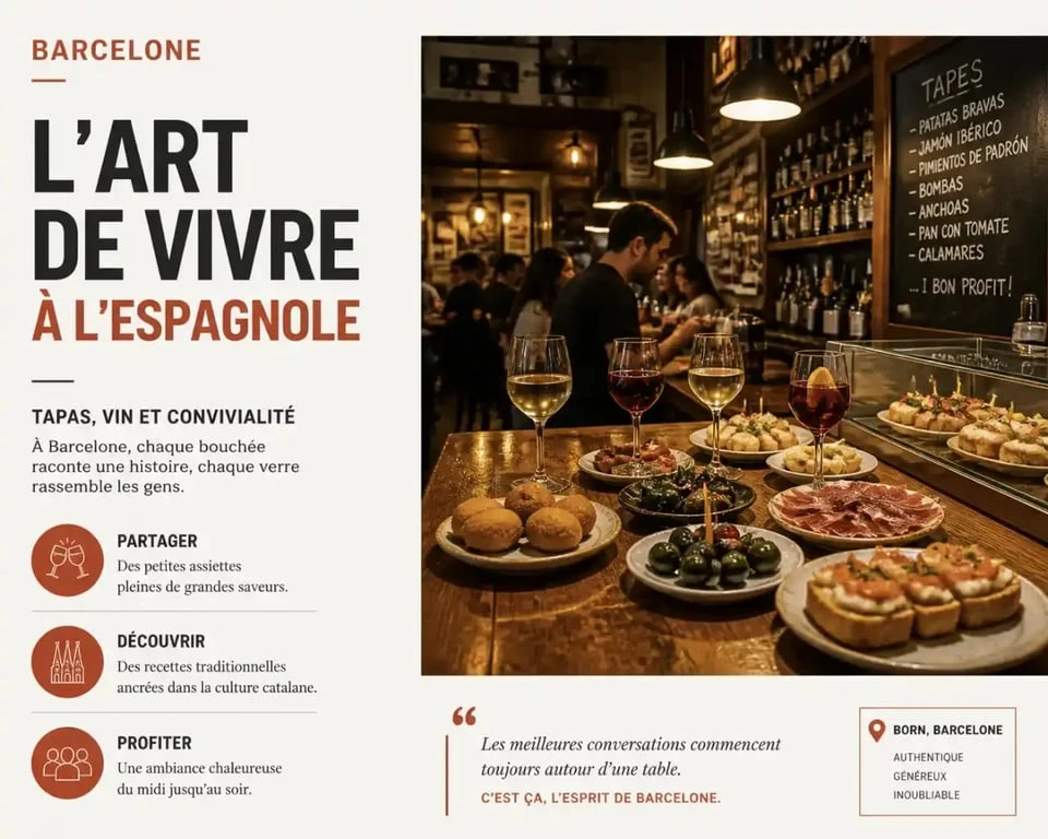 Ambiance d'un bar à tapas à Barcelone pour une soirée réussie