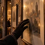 Galerie art barcelone : sérigraphie encadrée dans la galerie Sala Parés