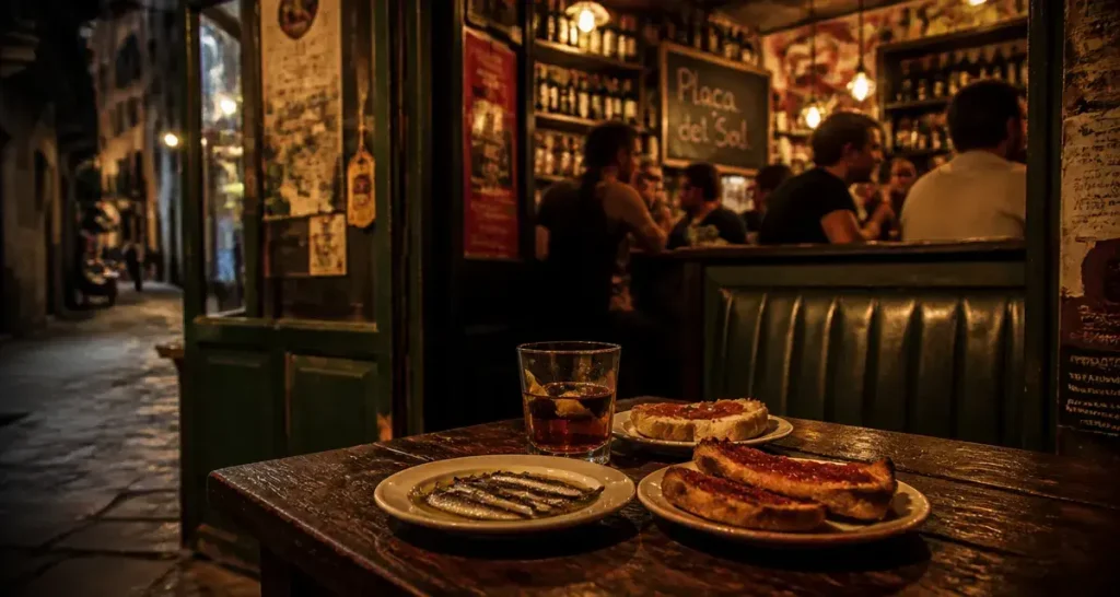 tapas gracia barcelone dans une bodega de Gràcia, vermouth et assiettes catalanes